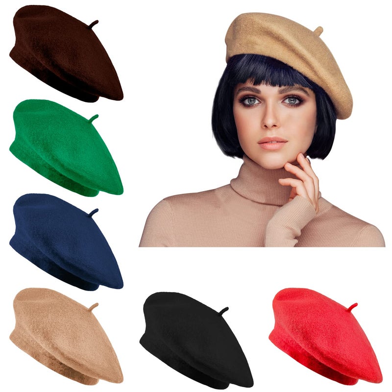 Jolbndcv 6 PCS Beret Hat French Beanie Outdoor Winter Fashion Lady Hat - Image 1